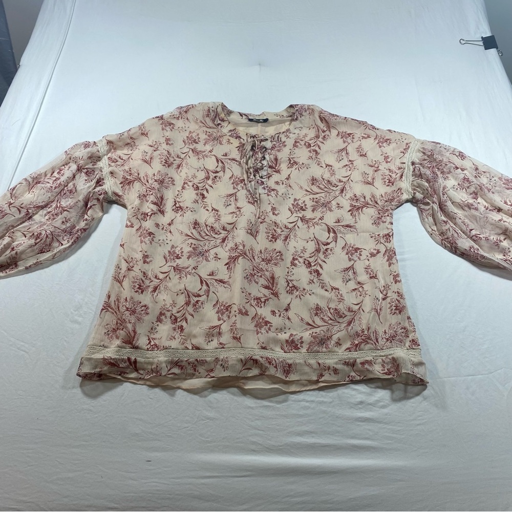Miss Me Western Blouse Top Woman’s Large Floral Long Bell Sleeve Lace